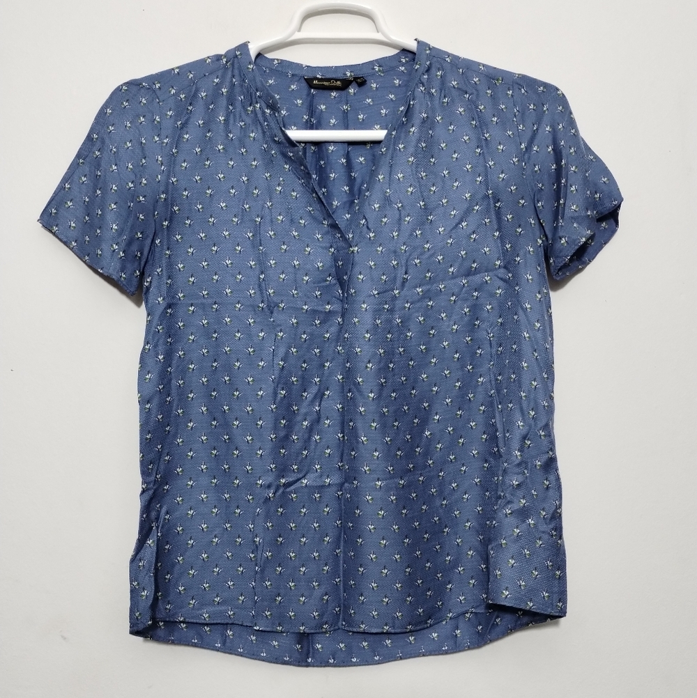 Massimo Dutti Ditsy Floral Blouse Women's 4 Boho Office Career Preppy